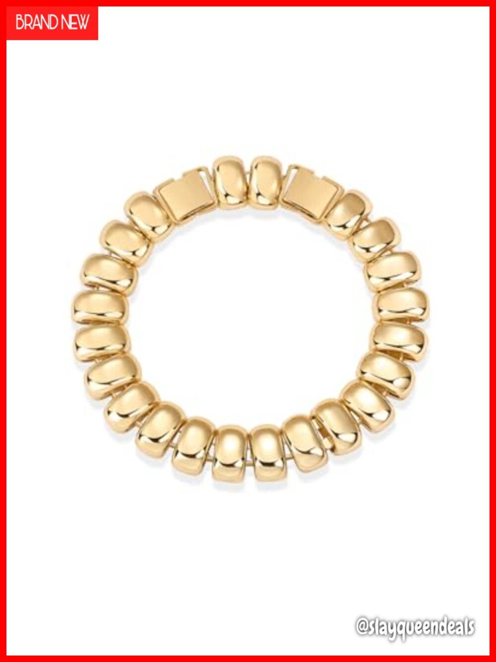 14K Gold Plated Chunky Ribbed Texture Link Bracelet